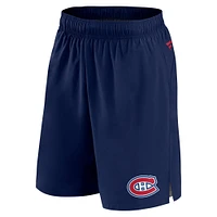 Short Pro Tech authentique des Canadiens de Montréal Fanatics pour hommes, bleu marine