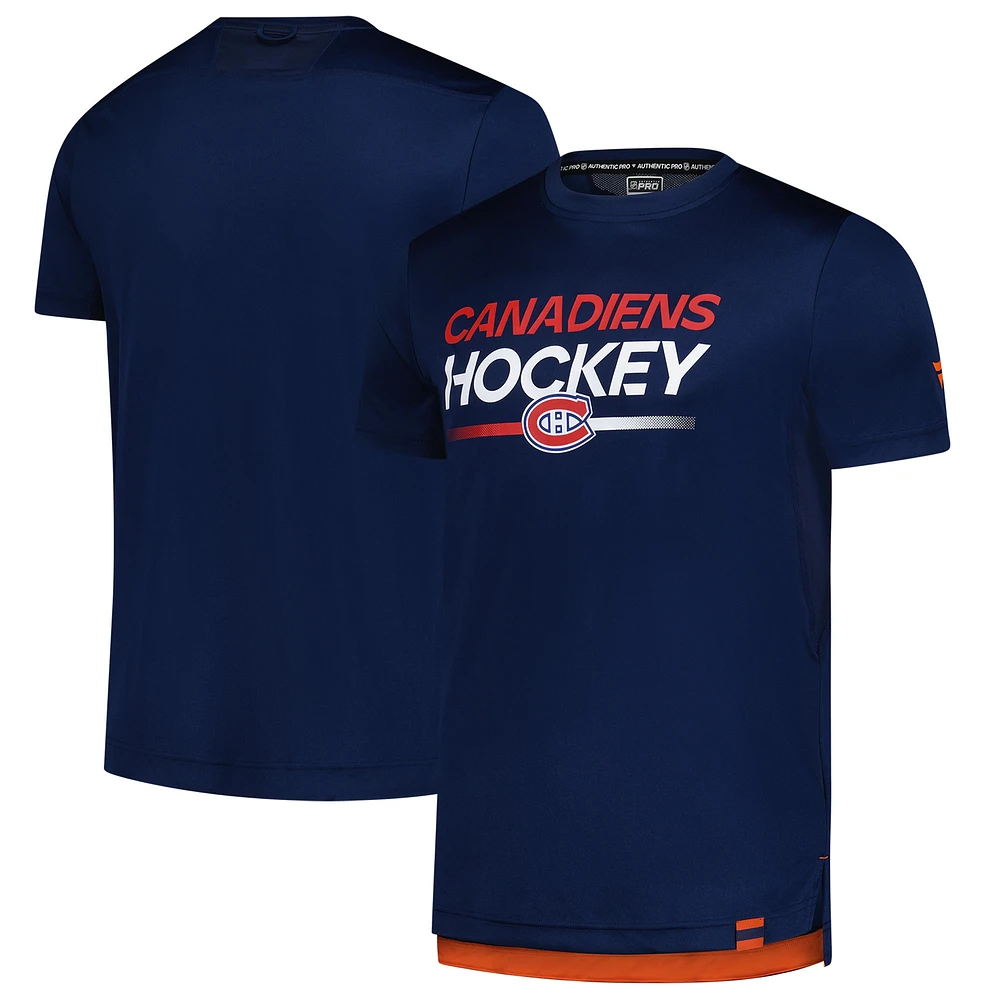Men's Fanatics  Navy Montreal Canadiens Authentic Pro Tech T-Shirt