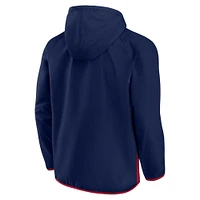 Fanatics pour hommes bleu marine Canadiens de Montréal Backhand Shooter Anorak Raglan Quarter-Zip - Veste à capuche