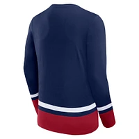 Men's Fanatics Navy Montreal Canadiens Fundamental Lace-Up Long Sleeve T-Shirt