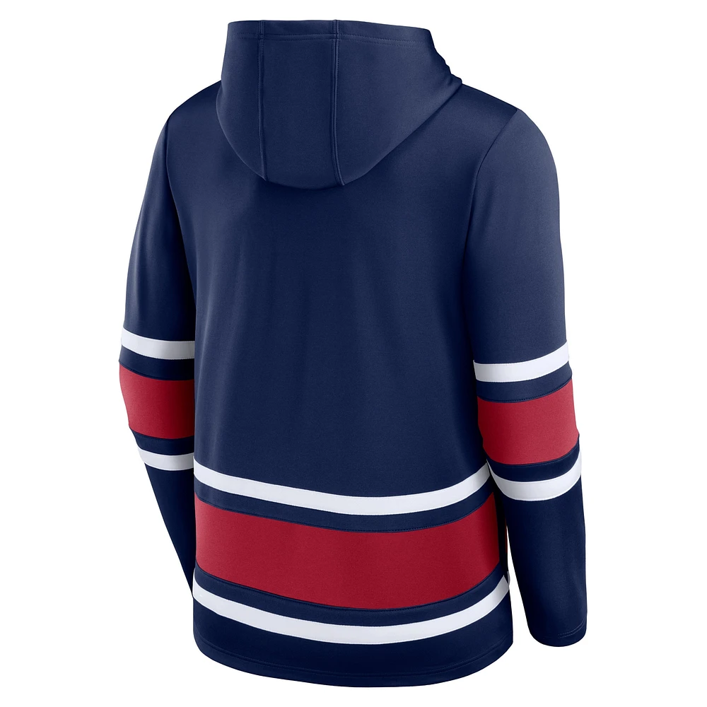 Men's Fanatics Navy Montreal Canadiens Fundamental Lace-Up Pullover Hoodie