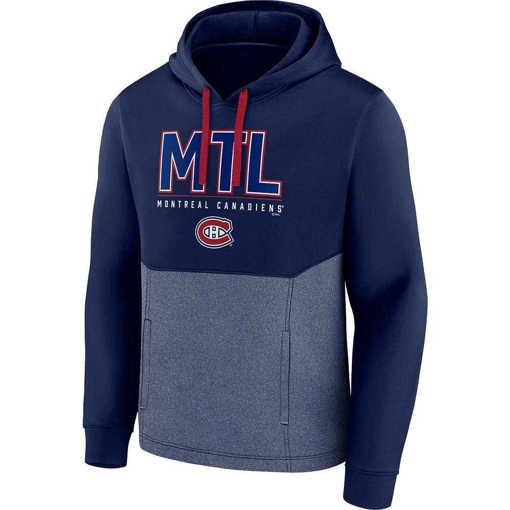 Men's Fanatics Navy Montreal Canadiens Successful Tri-Blend Pullover Hoodie