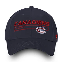 Casquette ajustable fondamentale Pro Rinkside Fundamental Pro Rinkside de l'équipe authentique des Canadiens de Montréal de marque Fanatics pour hommes, bleu marine