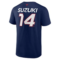 Men's Fanatics Nick Suzuki Navy Montreal Canadiens Authentic Pro Prime Name & Number T-Shirt