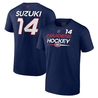 T-shirt avec nom et numéro Fanatics Nick Suzuki pour hommes, bleu marine, Canadiens de Montréal Authentic Pro Prime