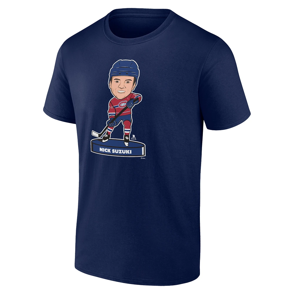 T-shirt à pompon pour hommes Fanatics Nick Suzuki, bleu marine, joueur des Canadiens de Montréal