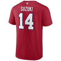 T-shirt authentique avec nom et numéro Stack des Canadiens de Montréal Nick Suzuki pour hommes Fanatics