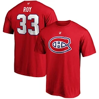 Fanatics pour hommes de marque Patrick Roy rouge Canadiens Montréal Authentic Stack Retired Player Name & Number - T-shirt