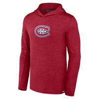 Chandail à capuchon léger authentique Pro des Canadiens de Montréal Fanatics pour hommes, rouge