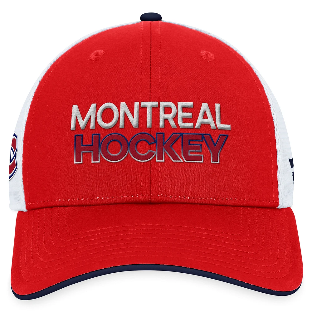 Casquette ajustable authentique Pro Trucker Fanatics des Canadiens de Montréal, rouge, pour hommes