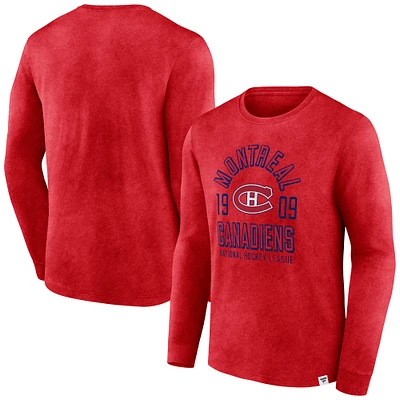 Men's Fanatics Red Montreal Canadiens Heritage Vintage Long Sleeve T-Shirt