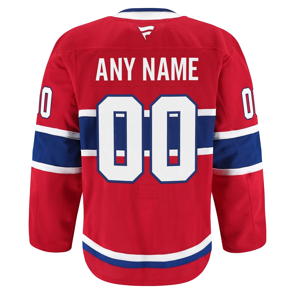Maillot personnalisé authentique à domicile des Canadiens de Montréal pour hommes Fanatics Red