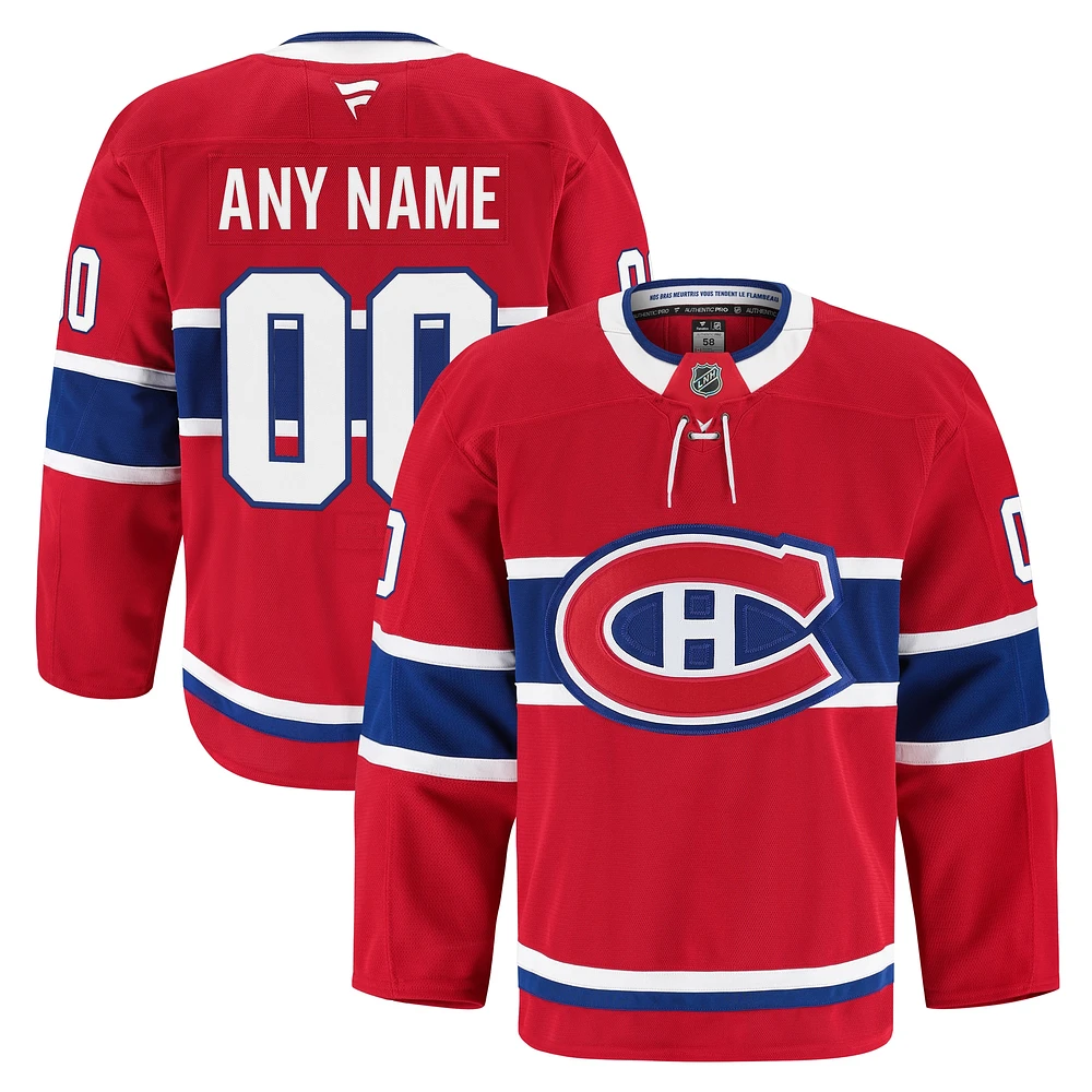 Maillot personnalisé authentique à domicile des Canadiens de Montréal pour hommes Fanatics Red