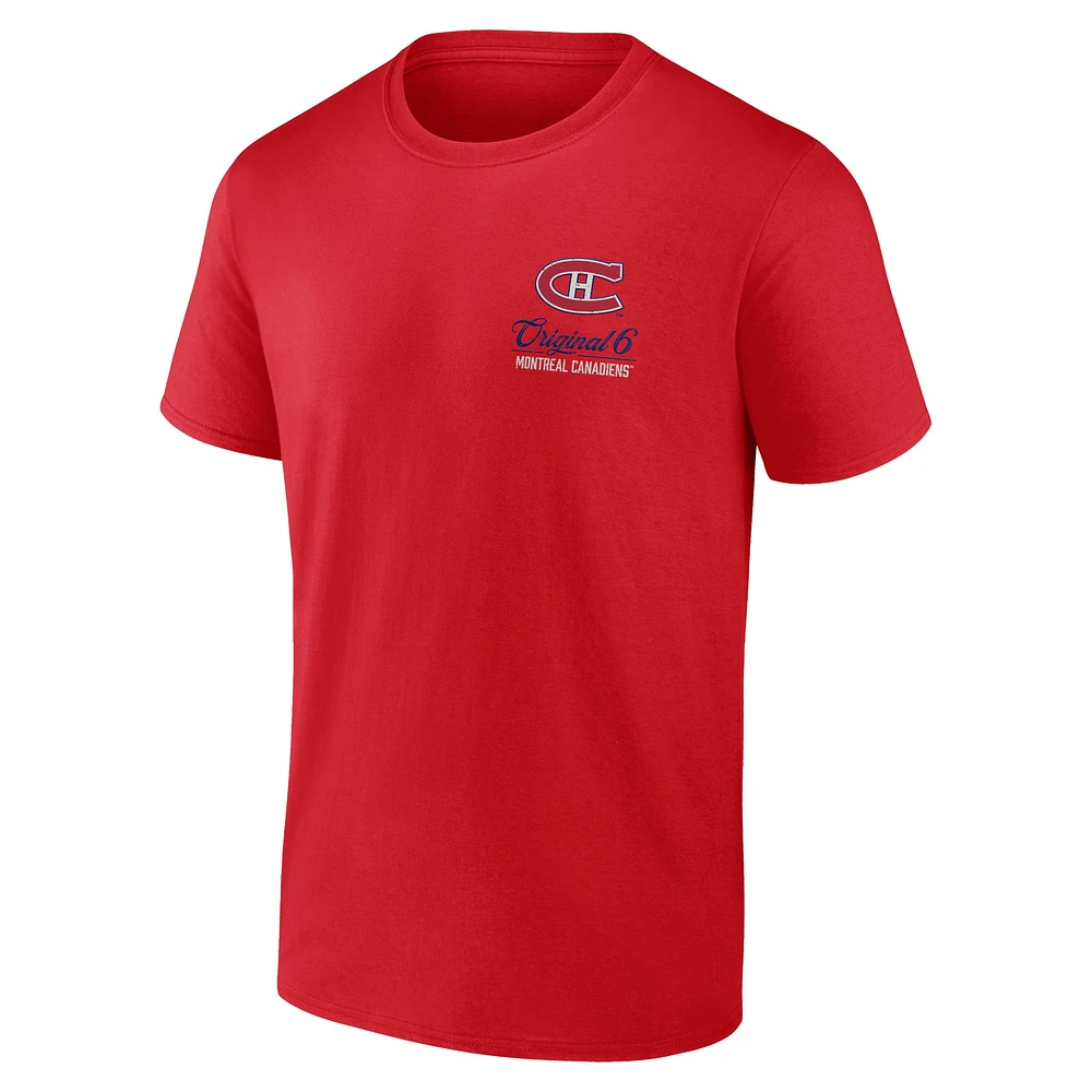 T-shirt rouge Fanatics pour hommes Canadiens de Montréal Original Six Label