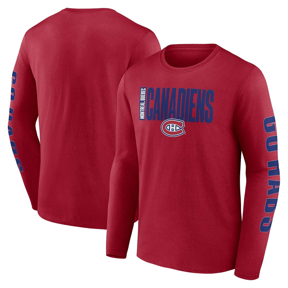 Men's Fanatics Red Montreal Canadiens Vision Long Sleeve T-Shirt