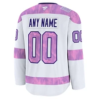 Maillot d'entraînement personnalisé pour hommes Fanatics White Montreal Canadiens 2024 Hockey Fights Cancer