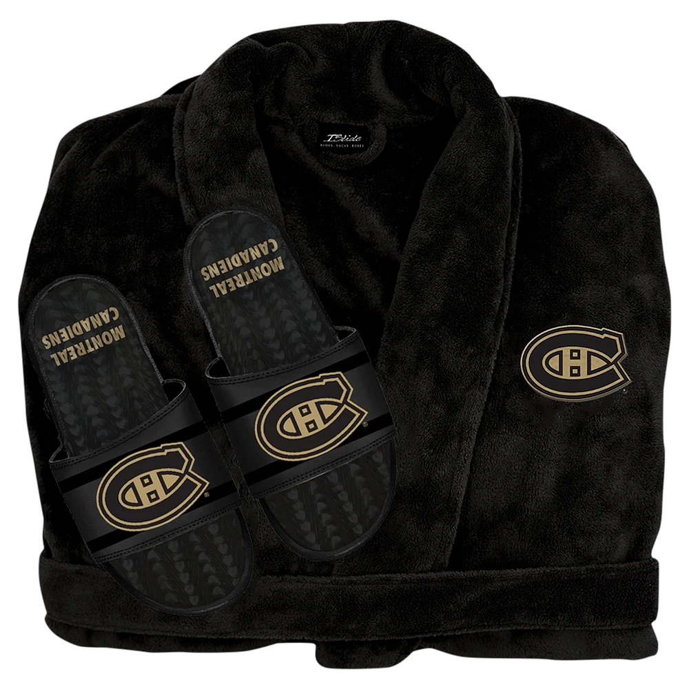 Men's ISlide Black Montreal Canadiens Robe & Slide Set