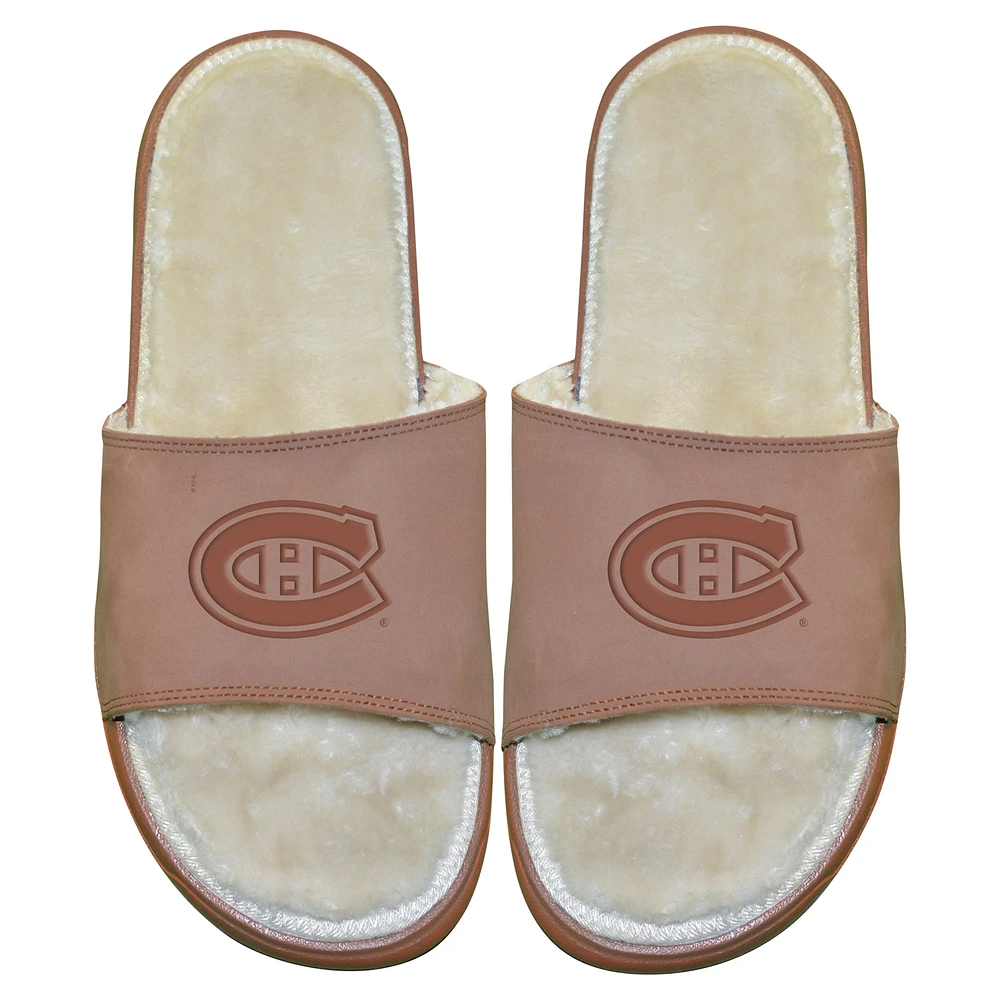 Sandales à logo principal en fourrure nubuck ISlide des Canadiens de Montréal pour hommes