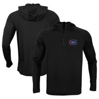 Men's Levelwear Black Montreal Canadiens Zander Raglan - Quarter-Zip Hoodie Jacket