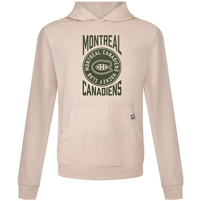 Men's Levelwear Oatmeal Montreal Canadiens Delta Relay Stamp Pullover Hoodie