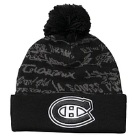 Men's Mitchell & Ness Black Montreal Canadiens Meaningful Words Cuffed Knit Hat with Pom