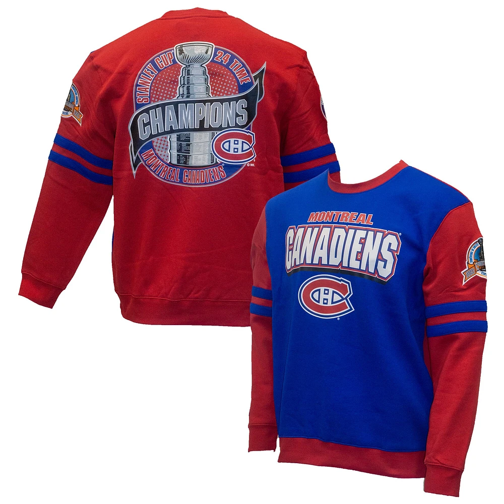 Men's Mitchell & Ness Blue Montreal Canadiens All Over Pullover Sweatshirt