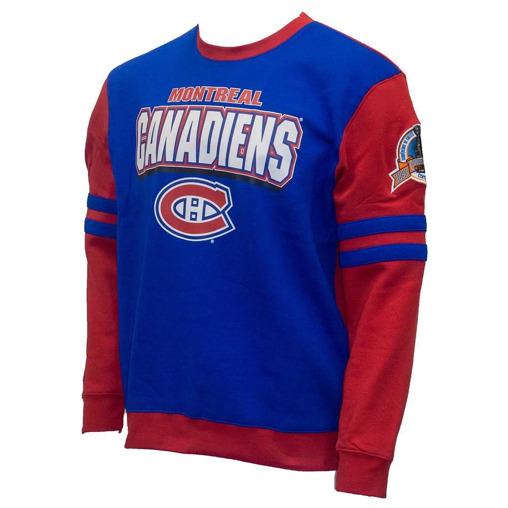 Men's Mitchell & Ness Blue Montreal Canadiens All Over Pullover Sweatshirt