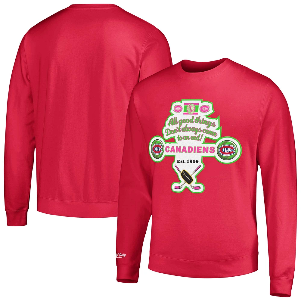 Men's Mitchell & Ness Pink Montreal Canadiens Watermelon Sugar High Pullover Sweatshirt