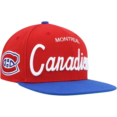 Montreal Canadiens Mitchell & Ness Vintage Script Snapback Hat - Red/Blue