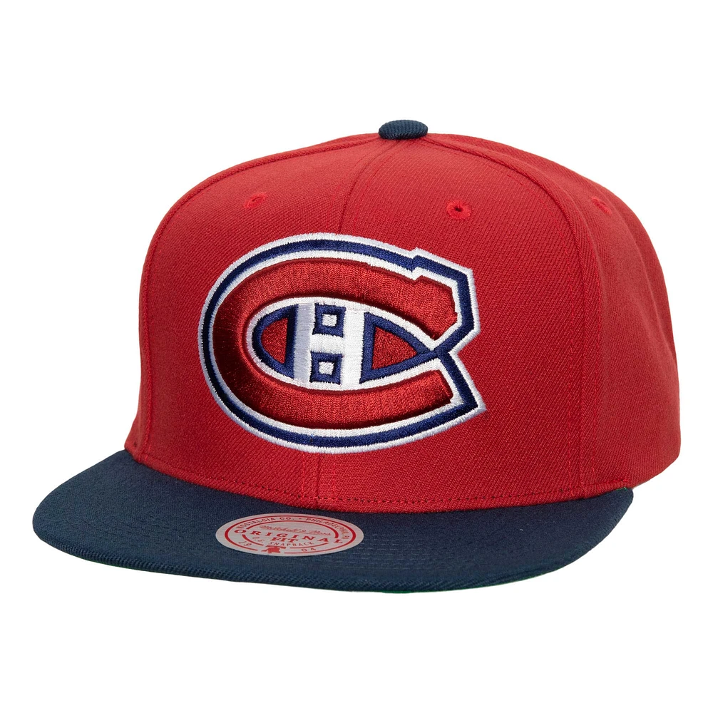 Casquette Snapback Core Team Ground 2.0 rouge des Canadiens de Montréal Mitchell & Ness pour homme