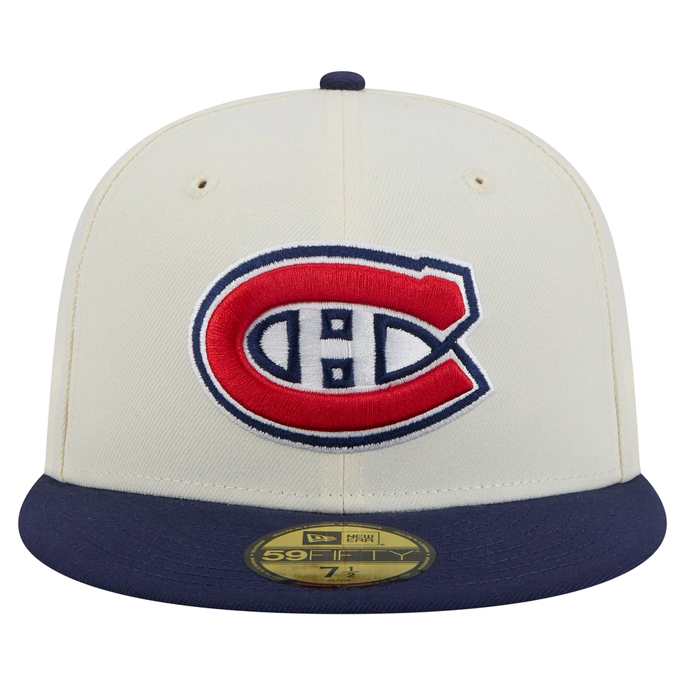 Men's New Era Cream/Navy Montreal Canadiens Chrome 59FIFTY Fitted Hat