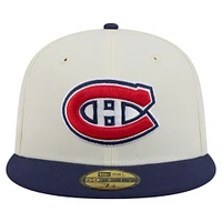 Men's New Era Cream/Navy Montreal Canadiens Chrome 59FIFTY Fitted Hat