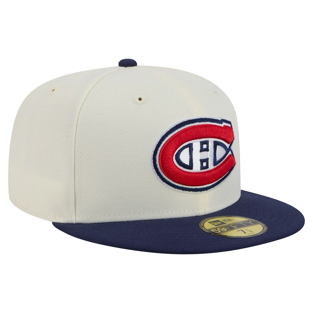 Men's New Era Cream/Navy Montreal Canadiens Chrome 59FIFTY Fitted Hat