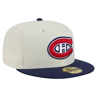 Men's New Era Cream/Navy Montreal Canadiens Chrome 59FIFTY Fitted Hat