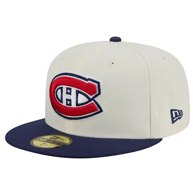 Men's New Era Cream/Navy Montreal Canadiens Chrome 59FIFTY Fitted Hat