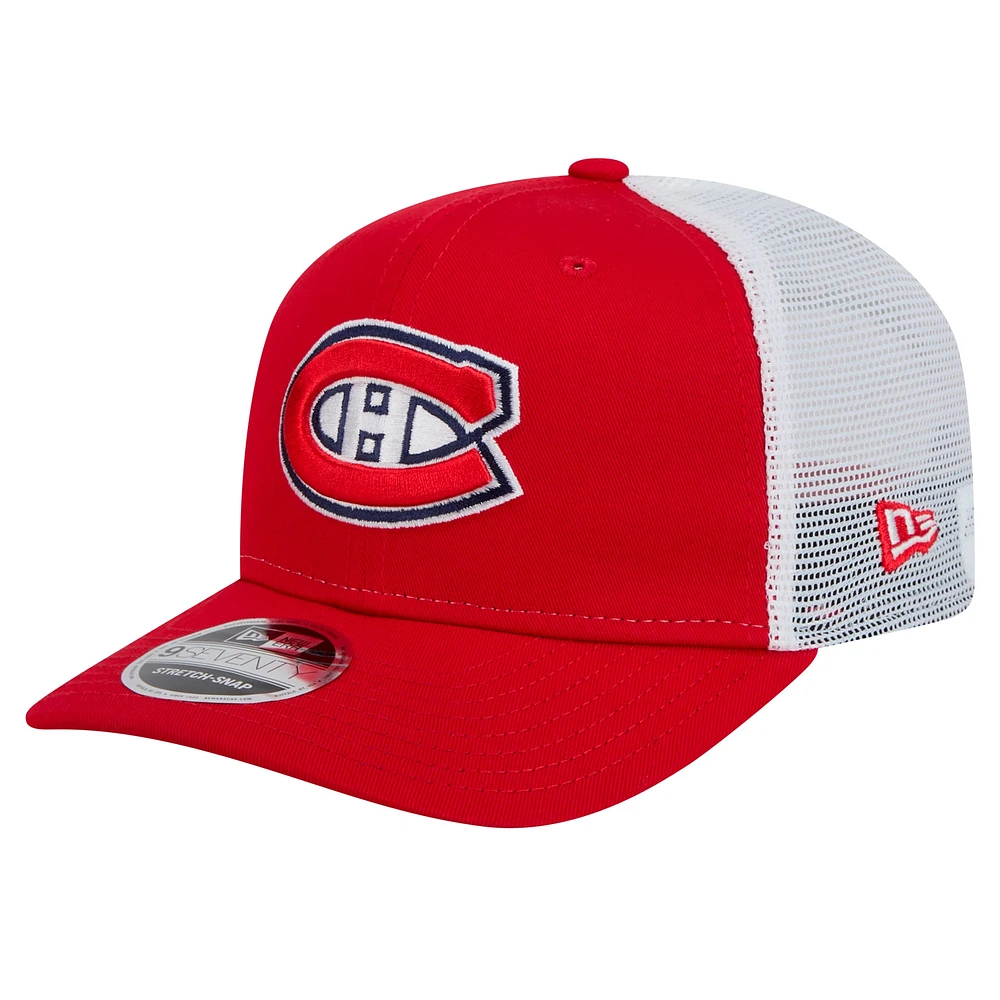 Men's New Era Red Montreal Canadiens Core Trucker 9SEVENTY Stretch-Snap Hat