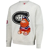 Men's  Oatmeal Montreal Canadiens Plush Doll Pullover Crewneck