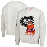 Men's  Oatmeal Montreal Canadiens Plush Doll Pullover Crewneck