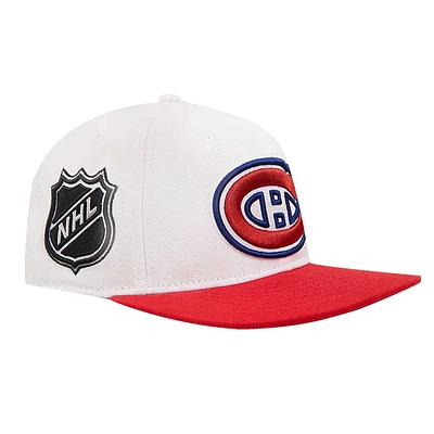 Casquette Snapback classique bicolore Canadiens de Montréal Pro Standard pour homme, blanc/rouge