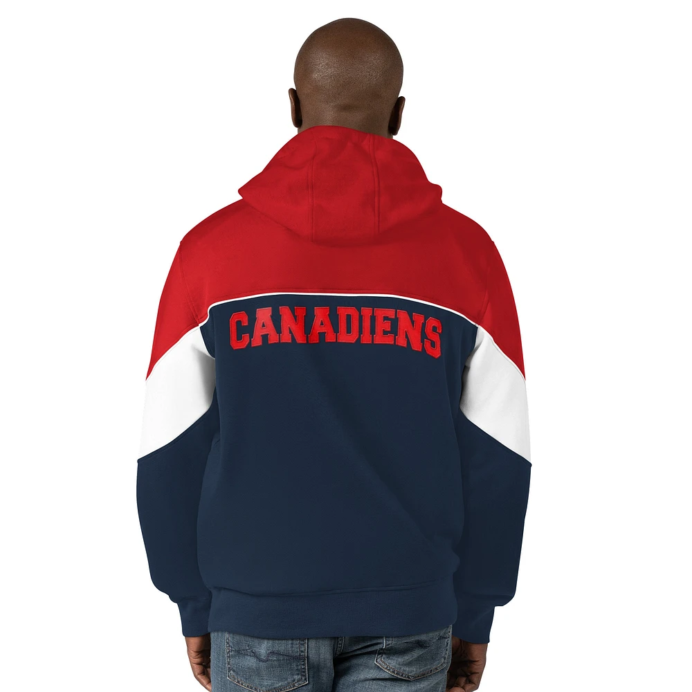 Men's Starter  Navy/Red Montreal Canadiens Power Forward Full-Zip Hoodie