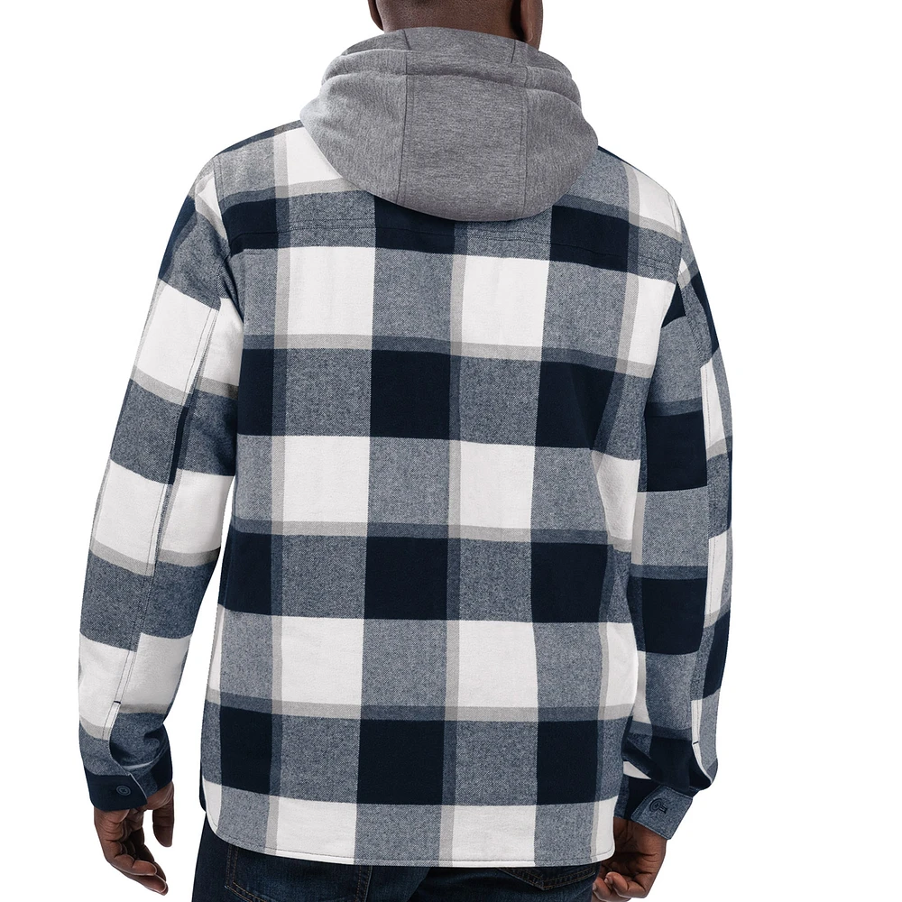 Men's Starter Navy/White Montreal Canadiens Sherpa Full-Button Flannel - Jacket