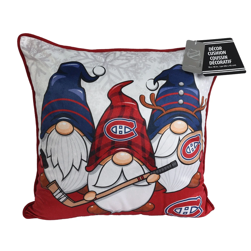 Coussin décoratif gnome des Canadiens de Montréal 18" x 18"