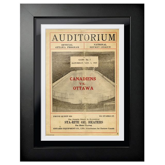 Auditorium des Canadiens de Montréal 1927 Forum Sports Magazine - Couverture de programme encadrée 12'' x 16''