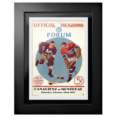 Montreal Canadiens 1934 Forum Official Program - 12'' x 16'' Framed Program Cover