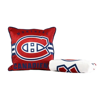 Montreal Canadiens 2-Pack 50" x 60" Holiday Throw Blanket and Cushion Set