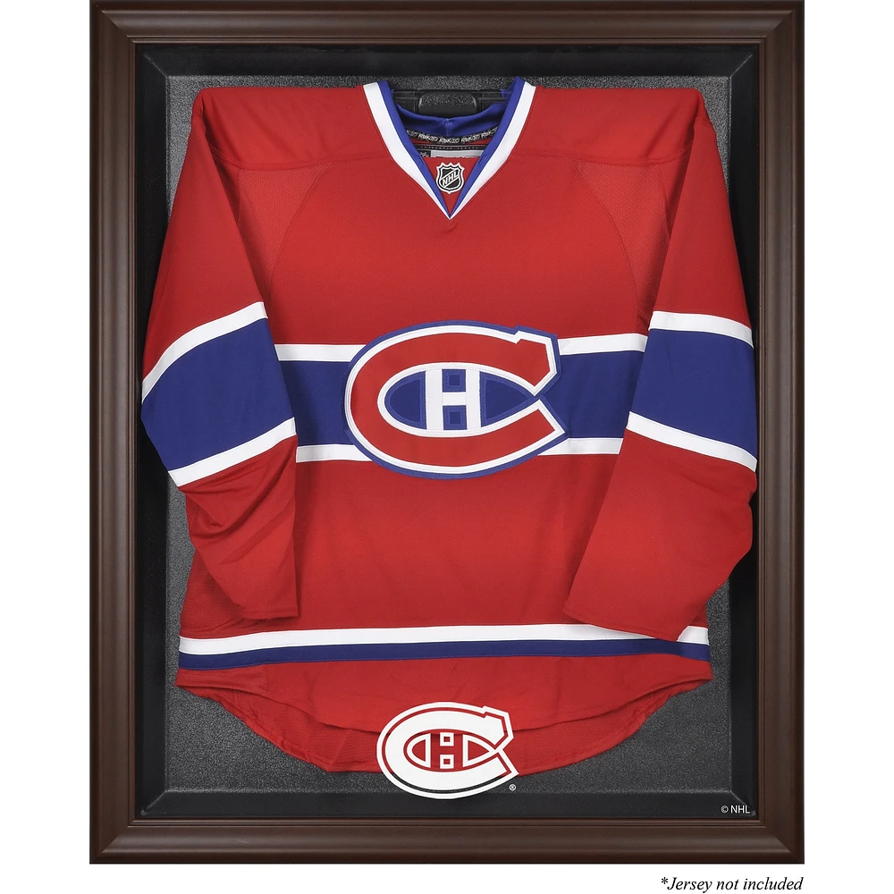 Vitrine de présentation avec logo encadré marron des Canadiens de Montréal