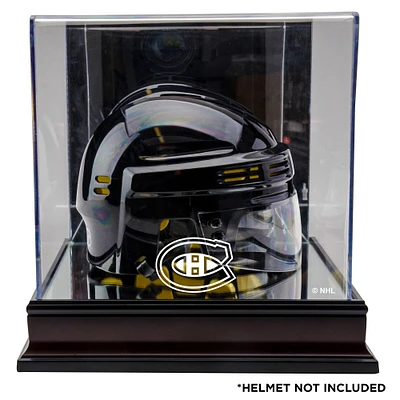 Montreal Canadiens Team Logo Mahogany Mini Helmet Display Case