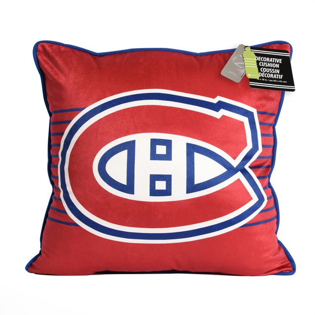 Coussin décoratif réversible avec logo d'équipe Canadiens de Montréal 18'' x 18'' rouge