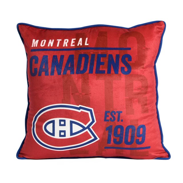 Coussin décoratif réversible avec logo d'équipe Canadiens de Montréal 18'' x 18'' rouge