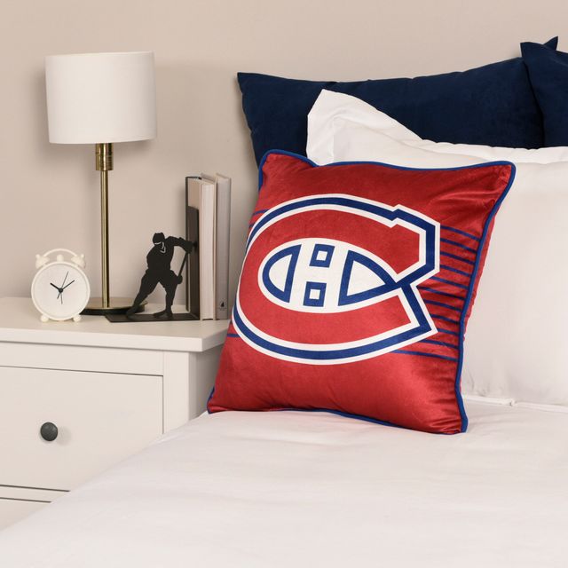 Coussin décoratif réversible avec logo d'équipe Canadiens de Montréal 18'' x 18'' rouge